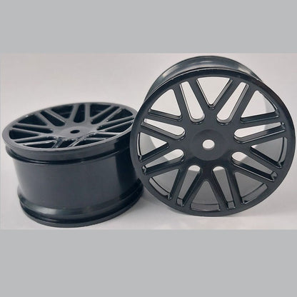 1225526 | RM-XO-060W-BK-16 (2 Pcs) --- RC Car Rims Hobby - Rim Colour Black 16 Spoke Tenth Scale - Aluminium Rim