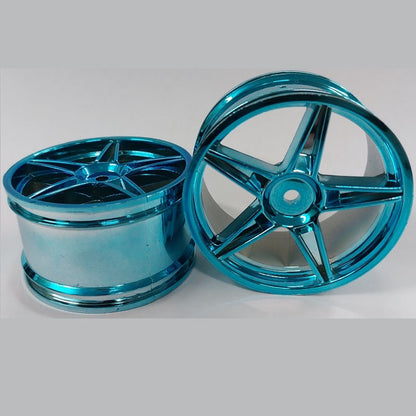 1225027 | RM-XO-060W-BU-5 (2 Pcs) --- RC Car Rims Hobby - Rim Colour Metallic Blue 5 Spoke Tenth Scale - Aluminium Rim