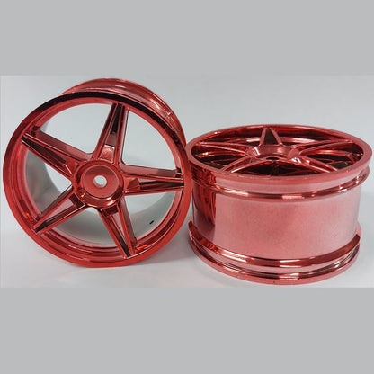 1225028 | RM-XO-060W-MR-5 (2 Pcs) --- RC Car Rims Hobby - Rim Colour Metallic Red 5 Spoke Tenth Scale - Aluminium Rim