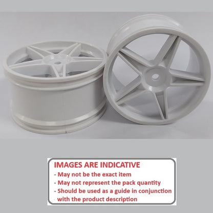 1224961 | RM-XO-060W-W-5 (2 Pcs) --- RC Car Rims Hobby - Rim Colour White 5 Spoke Tenth Scale - Aluminium Rim