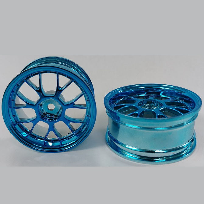 1225136 | RM-XR-052-BU-7K (2 Pcs) --- RC Car Rims Hobby - Rim Colour Blue 7 Fork Spoke Tenth Scale - Plastic Rim
