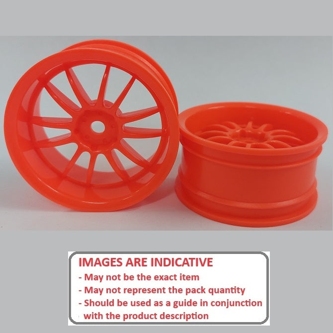 1225353 | RM-XR-052-O-12 (2 Pcs) --- RC Car Rims Hobby - Rim Colour Fluro Orange 12 Spoke Tenth Scale - Aluminium Rim