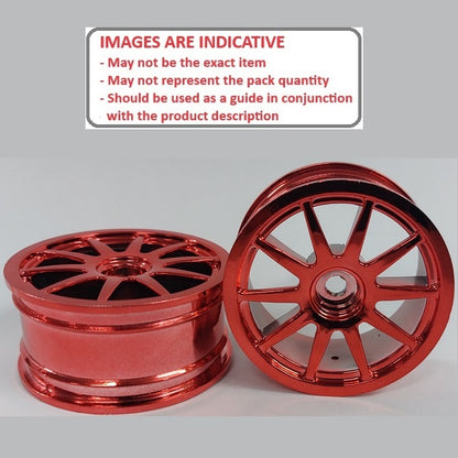 1225266 | RM-XR-052-R-10 (4 Pcs) --- RC Car Rims Hobby - Rim Colour Red 10 Spoke Tenth Scale - Aluminium Rim