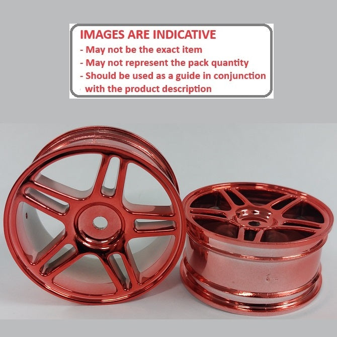1224953 | RM-XR-052-R-5T (2 Pcs) --- RC Car Rims Hobby - Rim Colour Red 5 Split Spoke Tenth Scale - Plastic Rim
