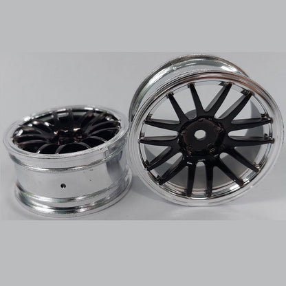 1225356 | RM-XR-052-SBK-12 (6 Pcs) --- RC Car Rims Hobby - Rim Colour Silver with Black 12 Spoke Tenth Scale - Aluminium Rim