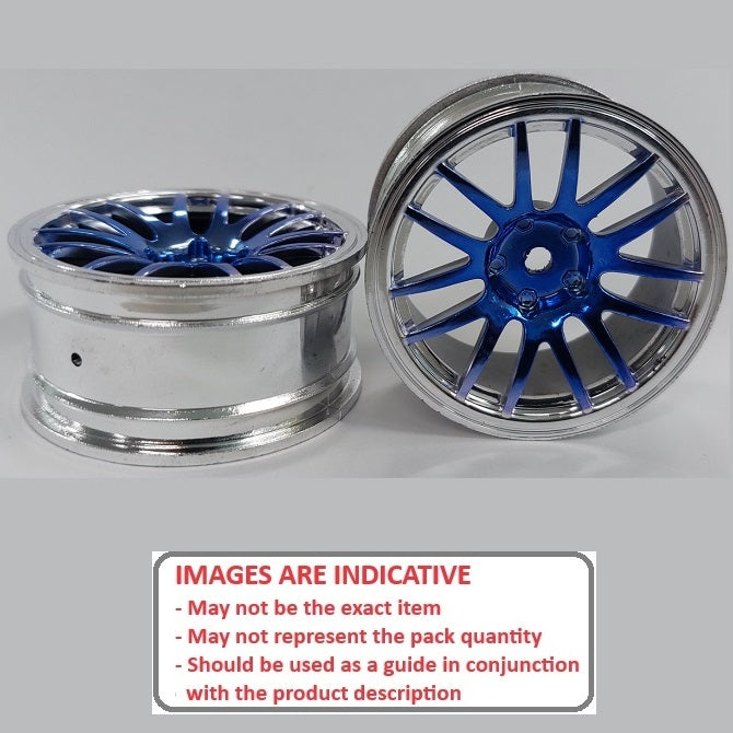 1225357 | RM-XR-052-SBU-12 (5 Pcs) --- RC Car Rims Hobby - Rim Colour Silver with Blue 12 Spoke Tenth Scale - Aluminium Rim