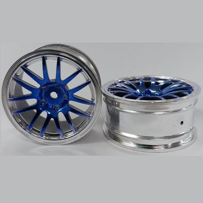 1225357 | RM-XR-052-SBU-12 (5 Pcs) --- RC Car Rims Hobby - Rim Colour Silver with Blue 12 Spoke Tenth Scale - Aluminium Rim