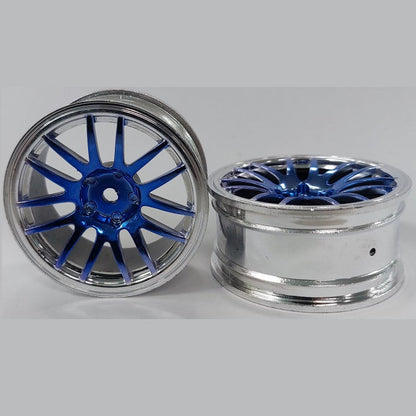 1225357 | RM-XR-052-SBU-12 (5 Pcs) --- RC Car Rims Hobby - Rim Colour Silver with Blue 12 Spoke Tenth Scale - Aluminium Rim