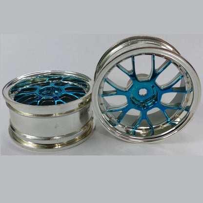 1225139 | RM-XR-052-SBU-7K (5 Pcs) --- RC Car Rims Hobby - Rim Colour Silver with Blue 7 Fork Spoke Tenth Scale - Aluminium Rim