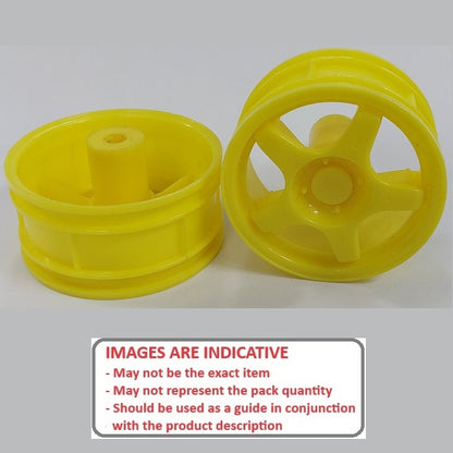 1224963 | RM-XR-052-Y-5 (2 Pcs) --- RC Car Rims Hobby - Rim Colour Yellow 5 Solid Spoke Tenth Scale - Plastic Rim
