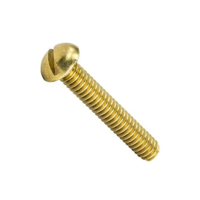 1040769 | SC022C-025-R-SL-BR (10 Pcs) --- Round Head Screws - 2-56 UNC - 2.18mm - 25.4 mm - Brass Slotted Screw