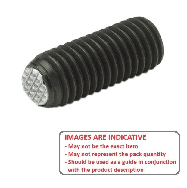 1113612 | SS160M-0340-CS-DKT --- Diamond Knurled Tip Socket Set Screws - M16 - 16x2mm - 34 mm  - Carbon Steel with Alloy Steel SUJ2 HRC 55 -60 tip
