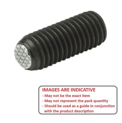 1113612 | SS160M-0340-CS-DKT --- Diamond Knurled Tip Socket Set Screws - M16 - 16x2mm - 34 mm  - Carbon Steel with Alloy Steel SUJ2 HRC 55 -60 tip