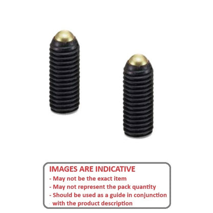1053223 | SS040M-0165-CS-BR-RB --- Rolling Ball Tip Socket Set Screws - M4 - 4x0.7mm - 15.7 mm  - Carbon Steel with Brass tip Screw