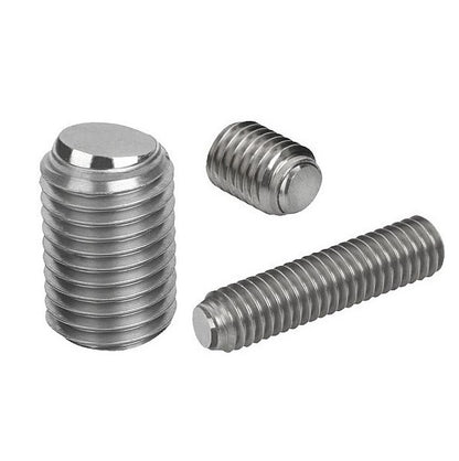 Flat Tip Aligning Socket Set Screws - M10 - 10x1.5mm - 15.3 mm - Aligning Flat Tip  - 304 Stainless Steel with 440C Stainless HRC 50-55 tip
