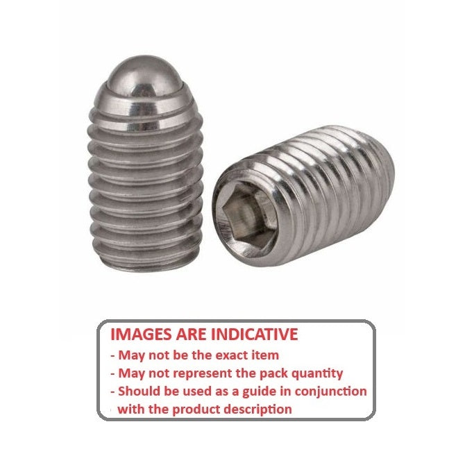 1060562 | SS050M-0086-S4-S440-RB --- Rolling Ball Tip Socket Set Screws - M5 - 5x0.8mm - 7.6 mm  - 304 Stainless Steel with 440C Stainless HRC 50-55 tip Screw