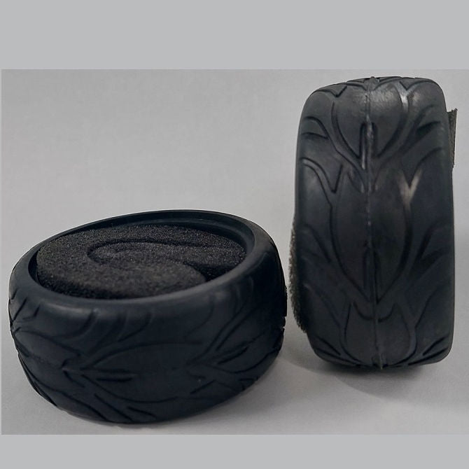 1226386 | TY-XR-063-26-FL (2 Pcs) --- RC Car Tyres Hobby - Type Flame Pattern 63x26 mm Tenth Scale - Natural Rubber Tyre