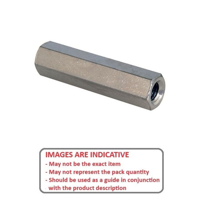 1068200 | SHX-T-060M-200-012-MZ (PK-12) --- Threaded Spacers - M6 - 6x1mm - 200x12 mm Hex - Steel - Mild Zinc Plated Spacer