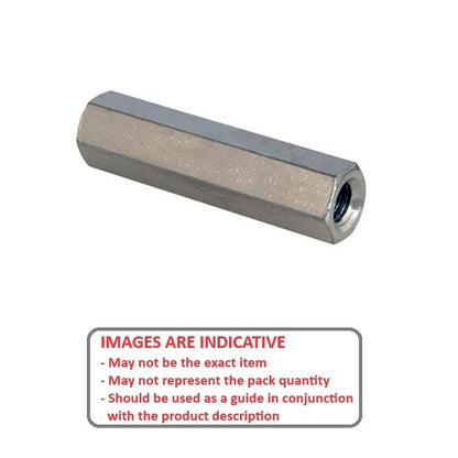 1042300 | SHX-T-025M-020-005-MZ (5 Pcs) --- Threaded Spacers - M2.5 - 2.5x0.45mm - 20x5 mm Hex - Steel - Mild S300 Pb Zinc Plated Spacer