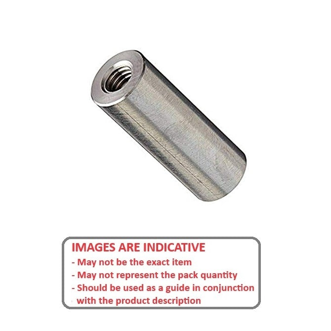1043249 | SRD-T-0285C-05-006-B (2 Pcs) --- Threaded Spacers - 4-40 UNC - 2.85mm - 4.762x6.35 mm Round - Brass Spacer
