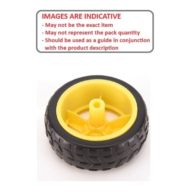 1170653 | WH-066-30-50-G (2 Pcs) --- Wheels for General use Hobby - 66 5.0mm Diameter with Two Flats 3.18 mm - 26.8mm Rim and Tyre - 30mm Overall with Hub - - Plastic Wheel