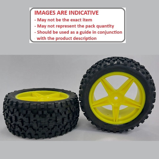 1138202 | WH-8O-112-43-Y-5 (2 Pcs) --- RC Car Wheels Hobby - Rim Colour Yellow 5 Spoke - Black Eighth Scale - Plastic Wheel