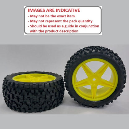 1138202 | WH-8O-112-43-Y-5 (2 Pcs) --- RC Car Wheels Hobby - Rim Colour Yellow 5 Spoke - Black Eighth Scale - Plastic Wheel