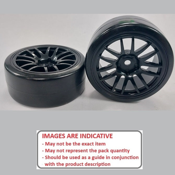 1039661 | WH-XD-063-26-BK-14-BK (2 Pcs) --- RC Car Wheels Hobby - Rim Colour Black 14 Spoke - Black Tenth Scale - Plastic Wheel
