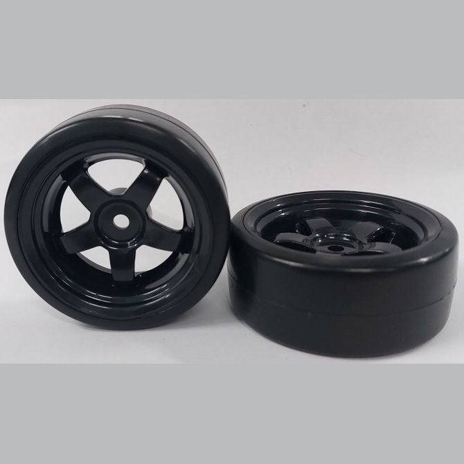 1039101 | WH-XD-063-26-BK-5-BK (2 Pcs) --- RC Car Wheels Hobby - Rim Colour Black 5 Spoke - Black Tenth Scale - Plastic Wheel