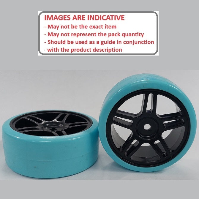 1039095 | WH-XD-063-26-BK-5T-BL (2 Pcs) --- RC Car Wheels Hobby - Rim Colour Black 5 Split Spoke - Blue Tenth Scale - Plastic Wheel