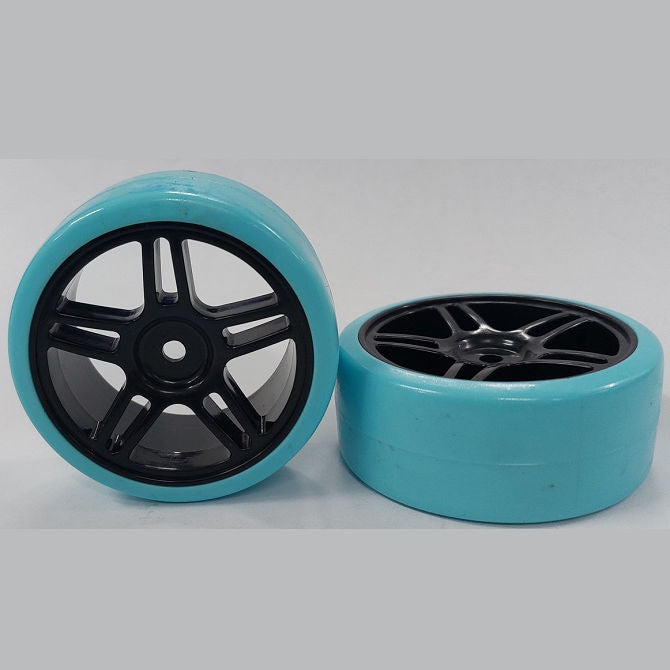 1039095 | WH-XD-063-26-BK-5T-BL (2 Pcs) --- RC Car Wheels Hobby - Rim Colour Black 5 Split Spoke - Blue Tenth Scale - Plastic Wheel