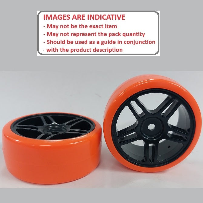 1039096 | WH-XD-063-26-BK-5T-R (3 Pcs) --- RC Car Wheels Hobby - Rim Colour Black 5 Split Spoke - Red Tenth Scale - Plastic Wheel