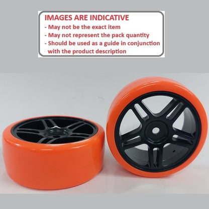 1039096 | WH-XD-063-26-BK-5T-R (3 Pcs) --- RC Car Wheels Hobby - Rim Colour Black 5 Split Spoke - Red Tenth Scale - Plastic Wheel
