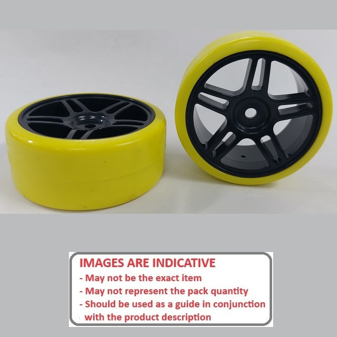 1039097 | WH-XD-063-26-BK-5T-Y (2 Pcs) --- RC Car Wheels Hobby - Rim Colour Black 5 Split Spoke - Yellow Tenth Scale - Plastic Wheel