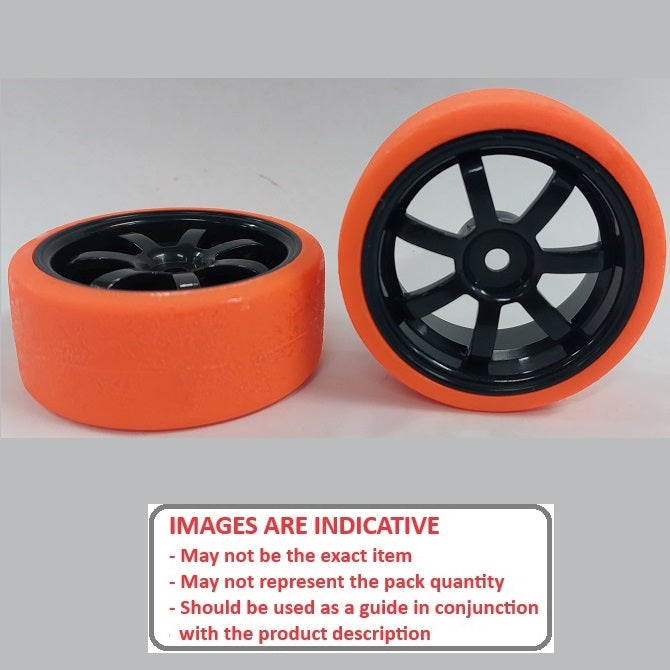 1039381 | WH-XD-063-26-BK-7-R (2 Pcs) --- RC Car Wheels Hobby - Rim Colour Black 7 Spoke - Red Tenth Scale - Plastic Wheel