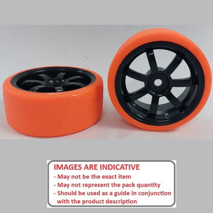 1039381 | WH-XD-063-26-BK-7-R (2 Pcs) --- RC Car Wheels Hobby - Rim Colour Black 7 Spoke - Red Tenth Scale - Plastic Wheel