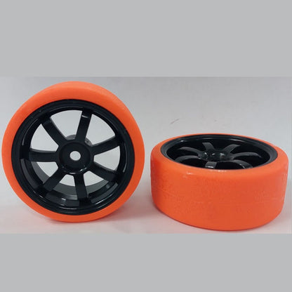 1039381 | WH-XD-063-26-BK-7-R (2 Pcs) --- RC Car Wheels Hobby - Rim Colour Black 7 Spoke - Red Tenth Scale - Plastic Wheel