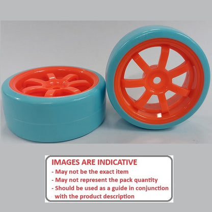 1074620 | WH-XD-063-26-FO-7-BL (2 Pcs) --- RC Car Wheels Hobby - Rim Colour Fluoro Orange 7 Spoke - Blue Tenth Scale - Plastic Wheel