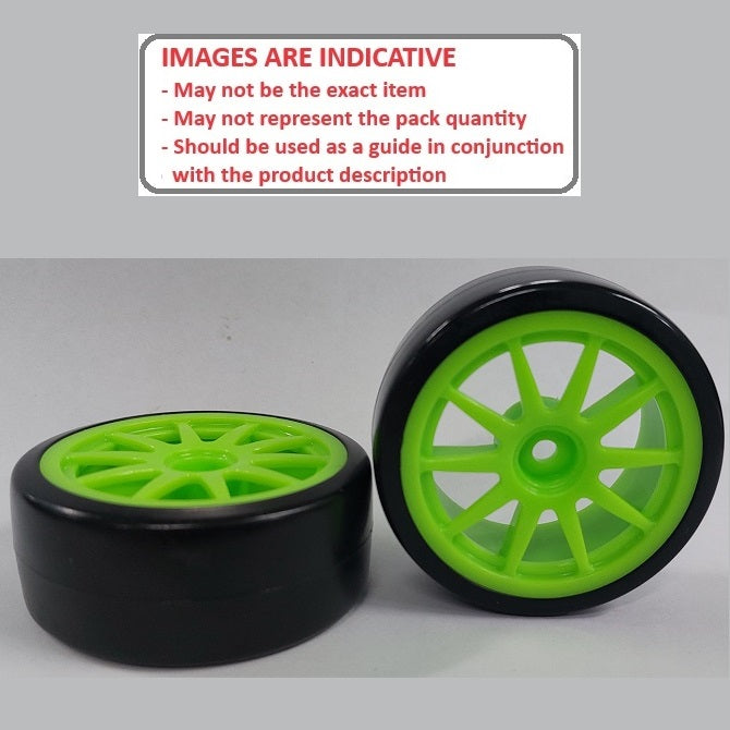 1083558 | WH-XD-063-26-G-10-BK (2 Pcs) --- RC Car Wheels Hobby - Rim Colour Green 10 Spoke - Black Tenth Scale - Plastic Wheel