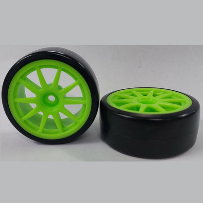 1083558 | WH-XD-063-26-G-10-BK (2 Pcs) --- RC Car Wheels Hobby - Rim Colour Green 10 Spoke - Black Tenth Scale - Plastic Wheel