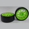 RC Car Wheels Hobby - Rim Colour Green 10 Spoke - Black - Plastic