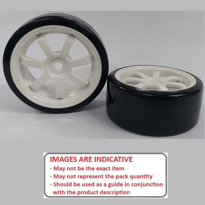 1136512 | WH-XD-063-26-W-7-BK (4 Pcs) --- RC Car Wheels Hobby - Rim Colour White 7 Spoke - Black Tenth Scale - Plastic Wheel