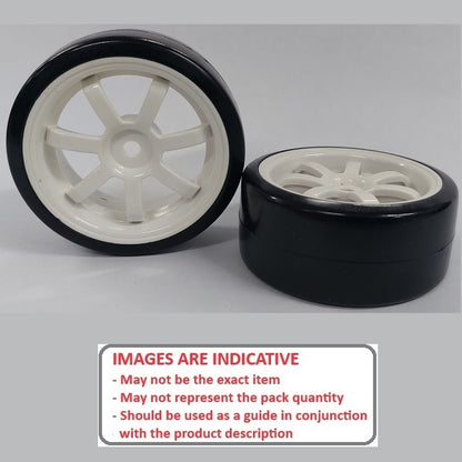 1136512 | WH-XD-063-26-W-7-BK (4 Pcs) --- RC Car Wheels Hobby - Rim Colour White 7 Spoke - Black Tenth Scale - Plastic Wheel