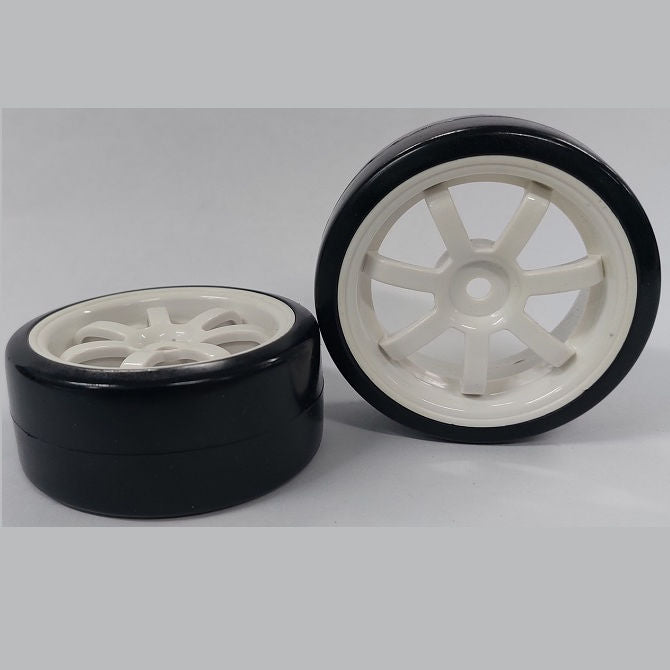 1136512 | WH-XD-063-26-W-7-BK (4 Pcs) --- RC Car Wheels Hobby - Rim Colour White 7 Spoke - Black Tenth Scale - Plastic Wheel