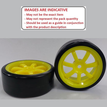 1138216 | WH-XD-063-26-Y-7-BK (2 Pcs) --- RC Car Wheels Hobby - Rim Colour Yellow 7 Spoke - Black Tenth Scale - Plastic Wheel