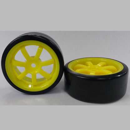 1138216 | WH-XD-063-26-Y-7-BK (2 Pcs) --- RC Car Wheels Hobby - Rim Colour Yellow 7 Spoke - Black Tenth Scale - Plastic Wheel