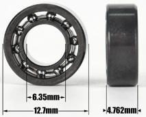 Yoyo Bearings - Type Standard Type 6.35 x 12.7 x 4.8 mm - Open Bearing - Black Coloured Steel 